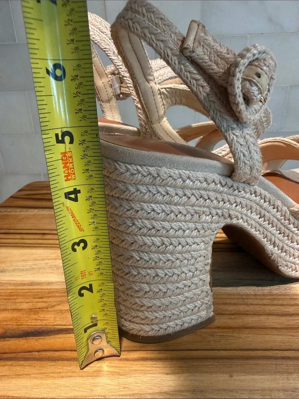 Chelsea & Violet Beige Braided Platform Sandals